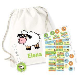 Etiquetas + mochila Granja