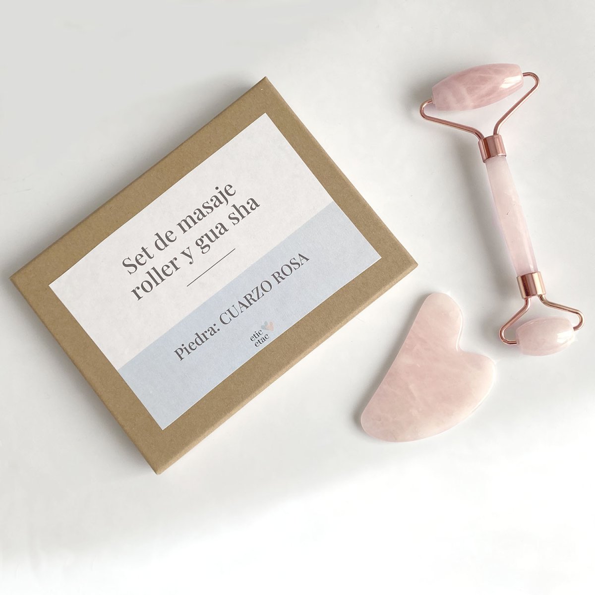 Set roller y gua sha Cuarzo Rosa - Imagen 2